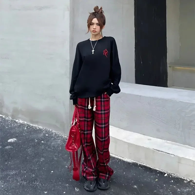 Long Pants for Women Straight Leg High Waist Woman Trousers Elastic New In 90s All Medium Aesthetic One Size Comfortable Stretch