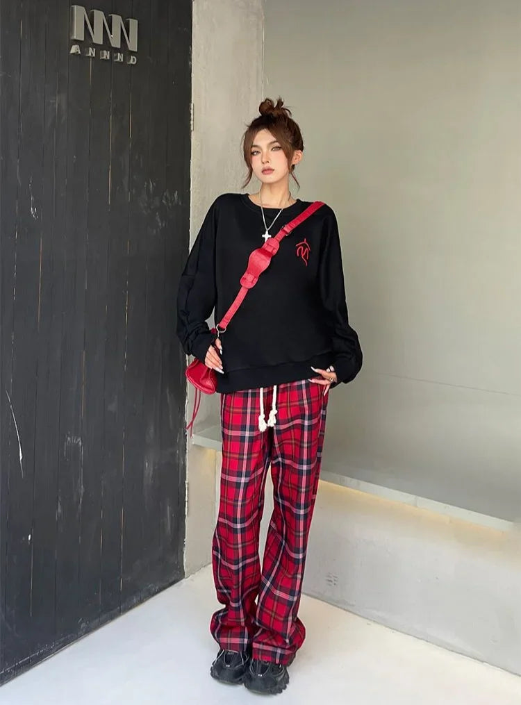 Long Pants for Women Straight Leg High Waist Woman Trousers Elastic New In 90s All Medium Aesthetic One Size Comfortable Stretch