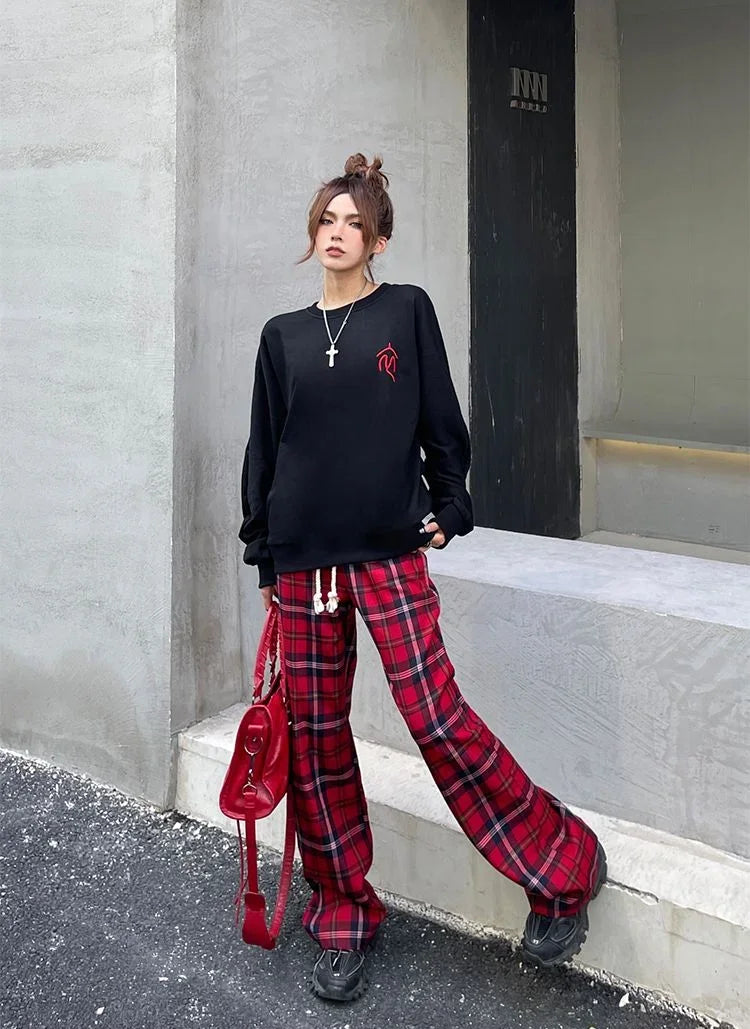 Long Pants for Women Straight Leg High Waist Woman Trousers Elastic New In 90s All Medium Aesthetic One Size Comfortable Stretch