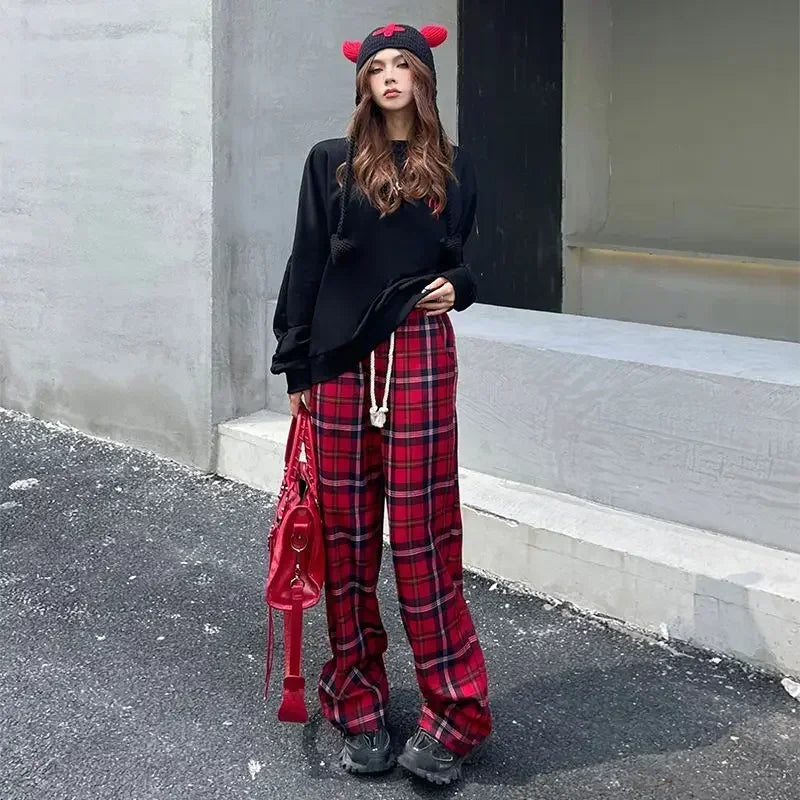Long Pants for Women Straight Leg High Waist Woman Trousers Elastic New In 90s All Medium Aesthetic One Size Comfortable Stretch