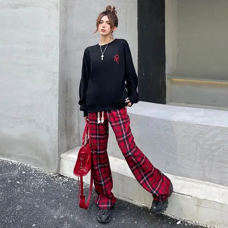 Long Pants for Women Straight Leg High Waist Woman Trousers Elastic New In 90s All Medium Aesthetic One Size Comfortable Stretch