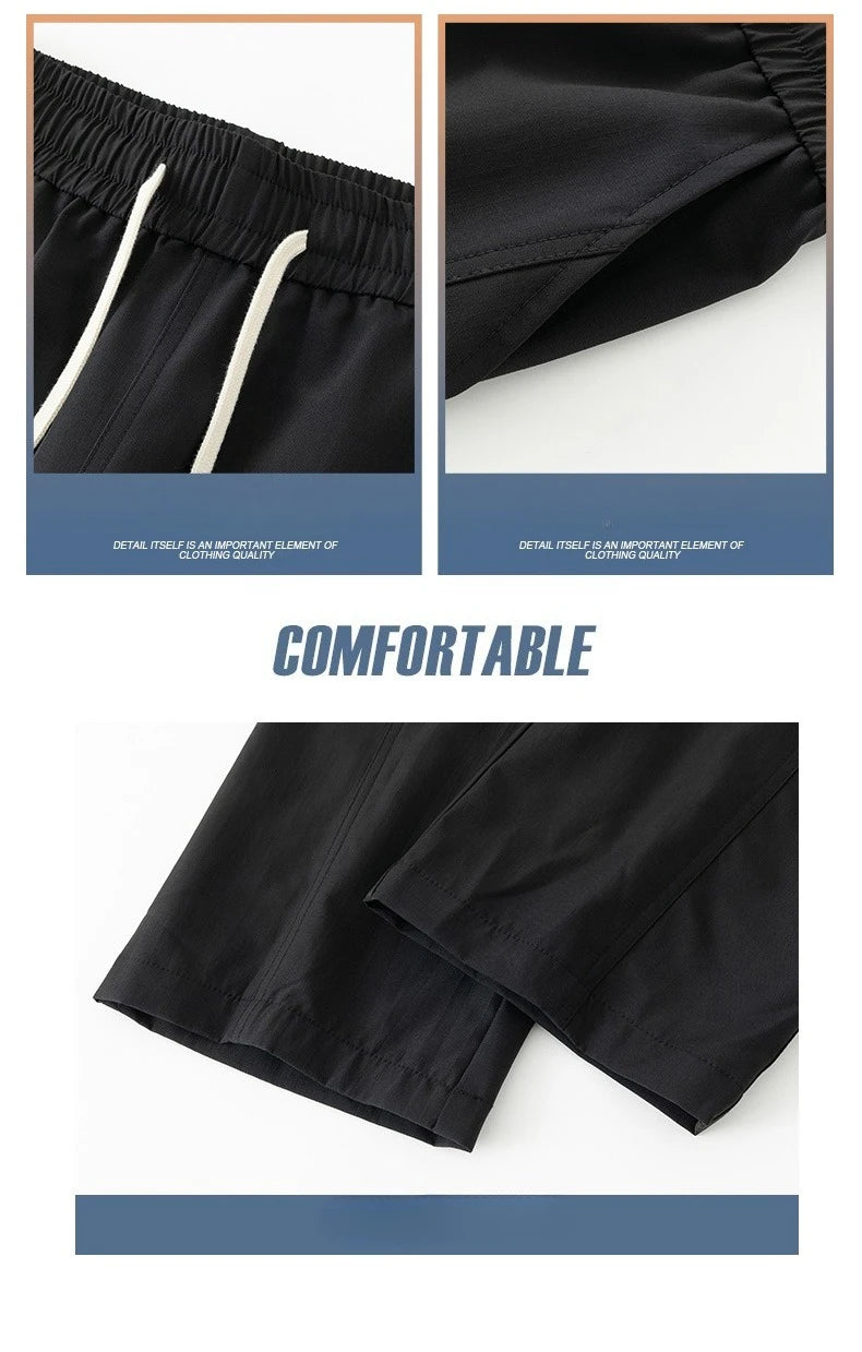 long pants for men warm pure cotton pan Thick and stretchy straight leg elastic waistband versatile casual in autumn and winter