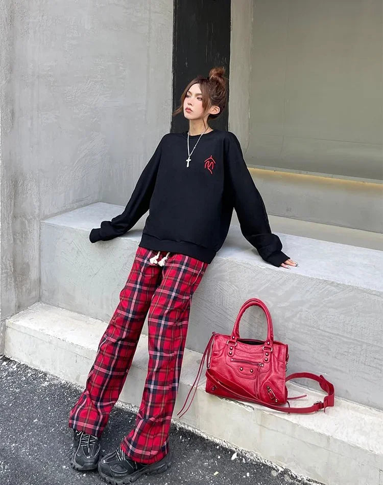 Long Pants for Women Straight Leg High Waist Woman Trousers Elastic New In 90s All Medium Aesthetic One Size Comfortable Stretch