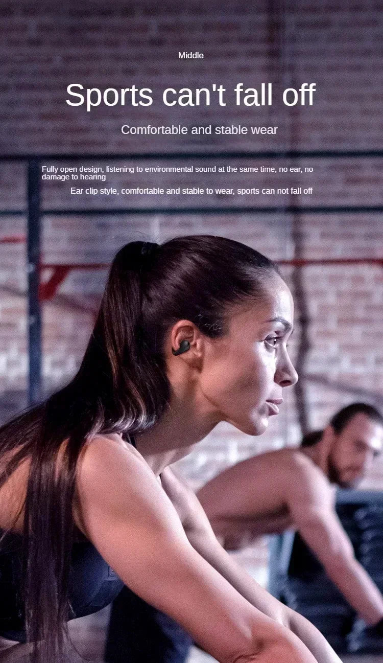 New Bluetooth Wireless Ear Clip-On Headphones 5.3 HD Noise Cancelling Sports Gaming Headsets for Music And Calls