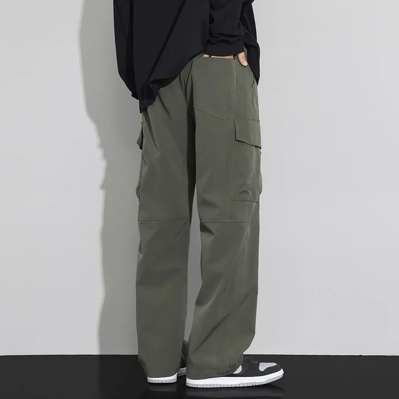 long pants for men warm pure cotton pan Thick and stretchy straight leg elastic waistband versatile casual in autumn and winter