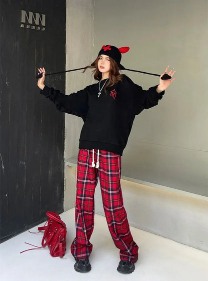 Long Pants for Women Straight Leg High Waist Woman Trousers Elastic New In 90s All Medium Aesthetic One Size Comfortable Stretch