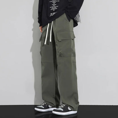 long pants for men warm pure cotton pan Thick and stretchy straight leg elastic waistband versatile casual  in autumn and winter