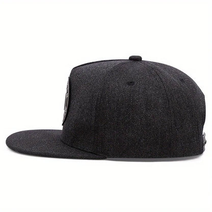 Fashionable  flat brimmed hats, casual, street style, embroidered hip hop hats with round logo letter H, baseball caps
