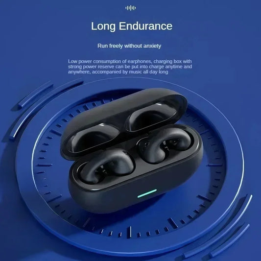 New Bluetooth Wireless Ear Clip-On Headphones 5.3 HD Noise Cancelling Sports Gaming Headsets for Music And Calls