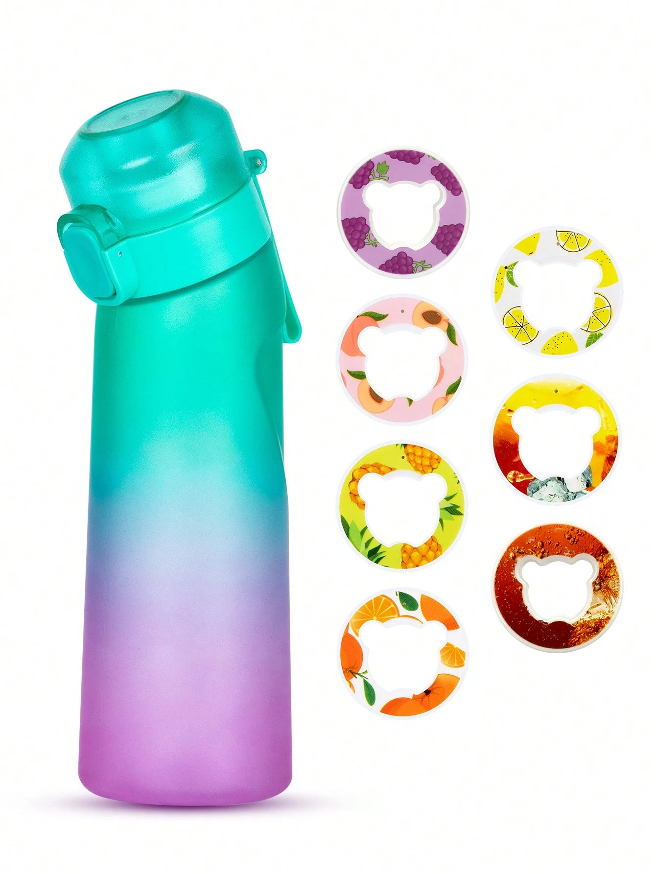1pc 650ml Flavored Water Bottle with Random 1 Flavour Pods Air Water Bottle Frosted Black Air Camping Sport Fitness Cup