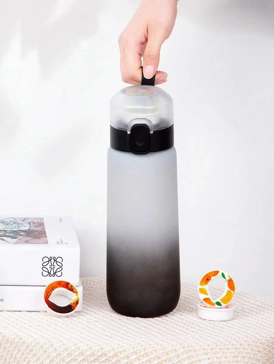 1pc 650ml Flavored Water Bottle with Random 1 Flavour Pods Air Water Bottle Frosted Black Air Camping Sport Fitness Cup