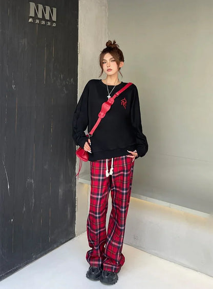Long Pants for Women Straight Leg High Waist Woman Trousers Elastic New In 90s All Medium Aesthetic One Size Comfortable Stretch