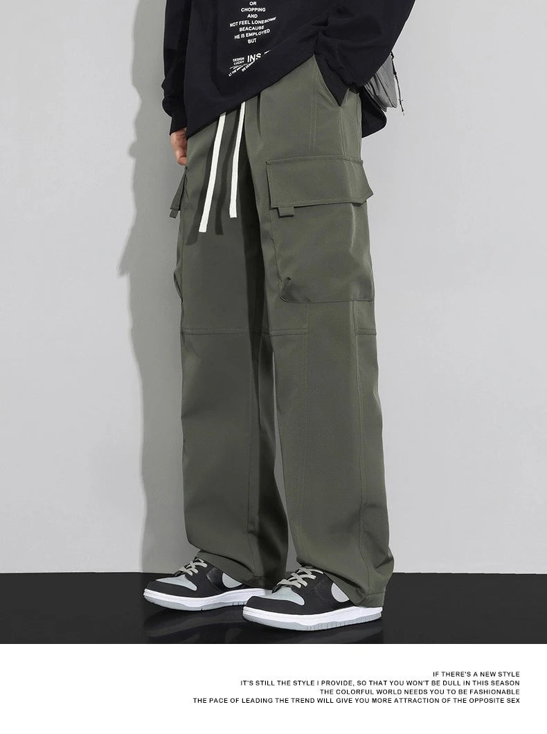 long pants for men warm pure cotton pan Thick and stretchy straight leg elastic waistband versatile casual  in autumn and winter