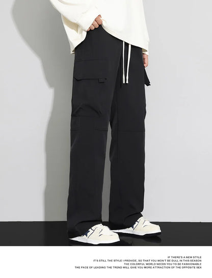 long pants for men warm pure cotton pan Thick and stretchy straight leg elastic waistband versatile casual  in autumn and winter