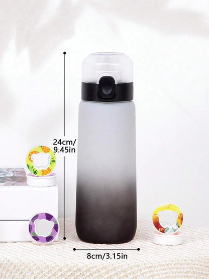 1pc 650ml Flavored Water Bottle with Random 1 Flavour Pods Air Water Bottle Frosted Black Air Camping Sport Fitness Cup