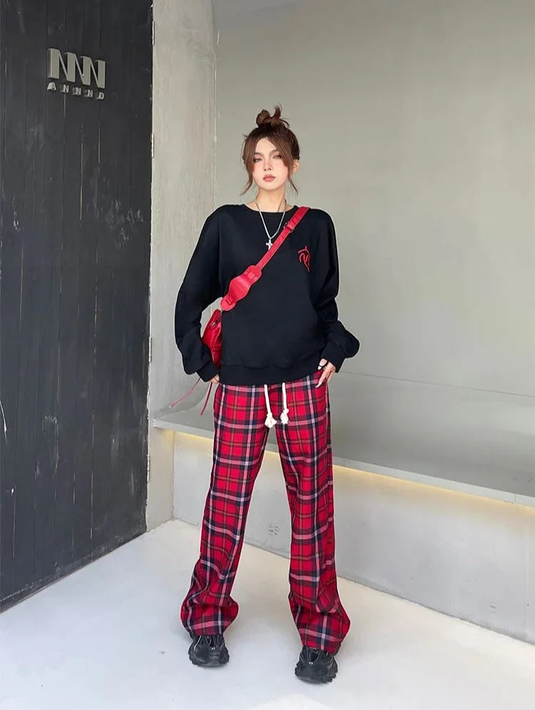 Long Pants for Women Straight Leg High Waist Woman Trousers Elastic New In 90s All Medium Aesthetic One Size Comfortable Stretch