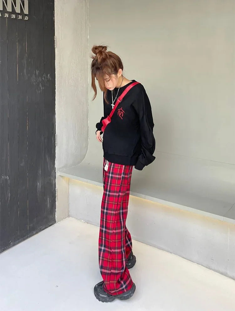 Long Pants for Women Straight Leg High Waist Woman Trousers Elastic New In 90s All Medium Aesthetic One Size Comfortable Stretch