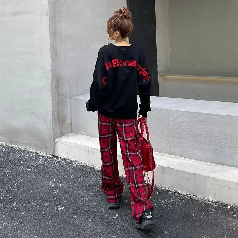 Long Pants for Women Straight Leg High Waist Woman Trousers Elastic New In 90s All Medium Aesthetic One Size Comfortable Stretch