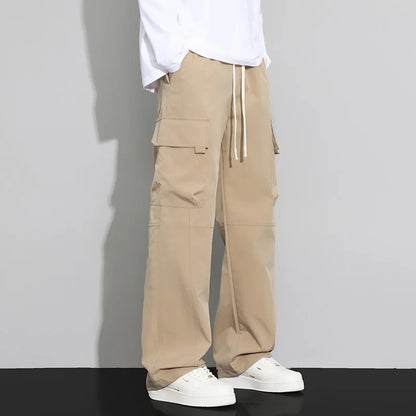 long pants for men warm pure cotton pan Thick and stretchy straight leg elastic waistband versatile casual  in autumn and winter