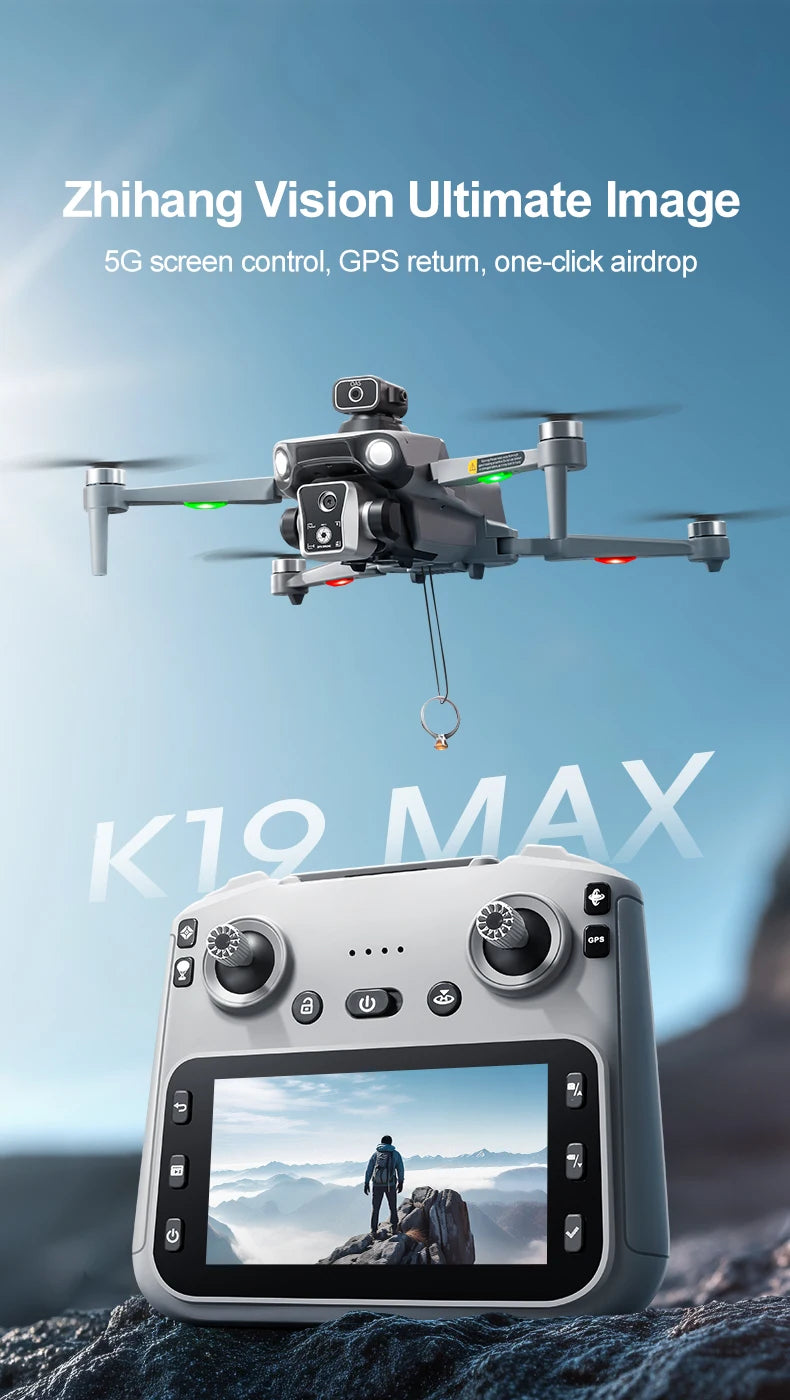 K19 Max GPS Drone 360° Laser Obstacle Avoidance Panoramic Shooting 5G RC Airdrop Device Drone Optical Flow Positioning Gift Toy