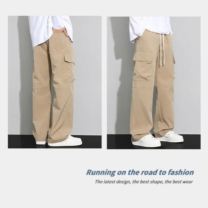 long pants for men warm pure cotton pan Thick and stretchy straight leg elastic waistband versatile casual  in autumn and winter