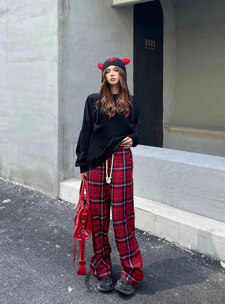 Long Pants for Women Straight Leg High Waist Woman Trousers Elastic New In 90s All Medium Aesthetic One Size Comfortable Stretch