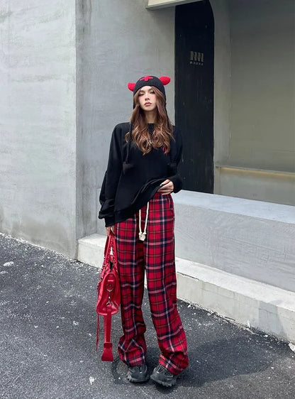 Long Pants for Women Straight Leg High Waist Woman Trousers Elastic New In 90s All Medium Aesthetic One Size Comfortable Stretch