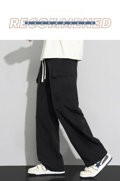 long pants for men warm pure cotton pan Thick and stretchy straight leg elastic waistband versatile casual  in autumn and winter