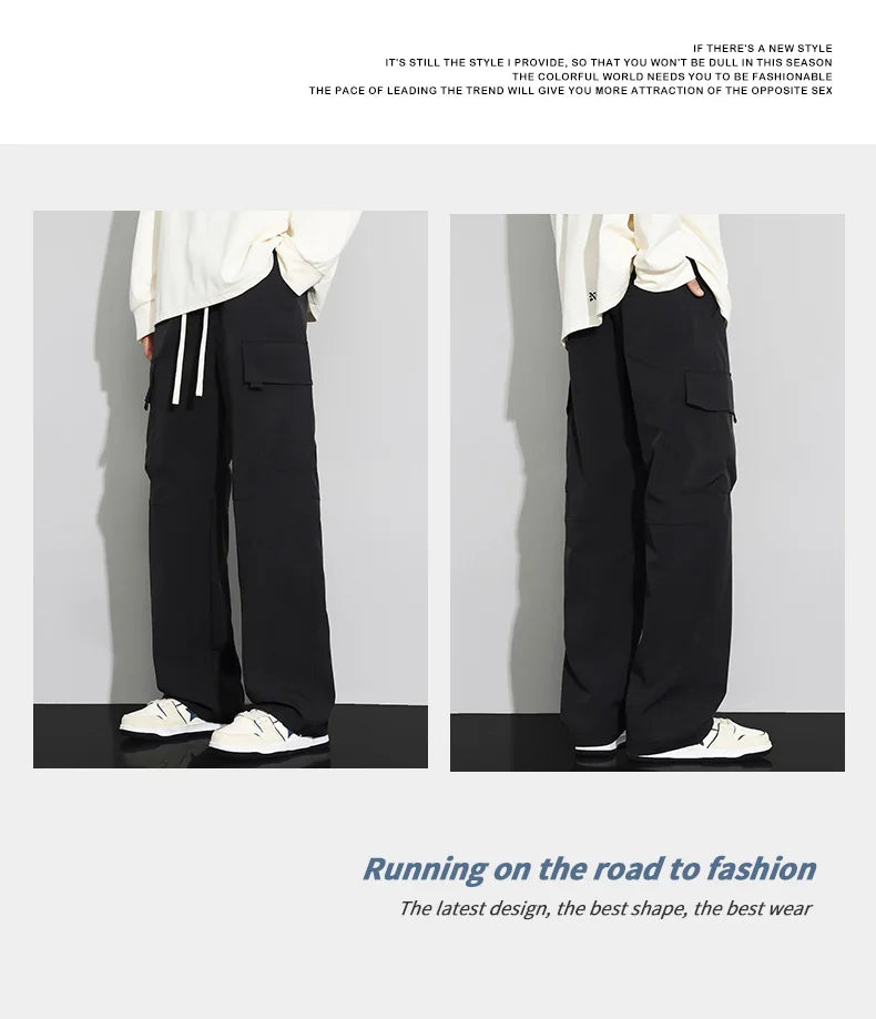 long pants for men warm pure cotton pan Thick and stretchy straight leg elastic waistband versatile casual  in autumn and winter