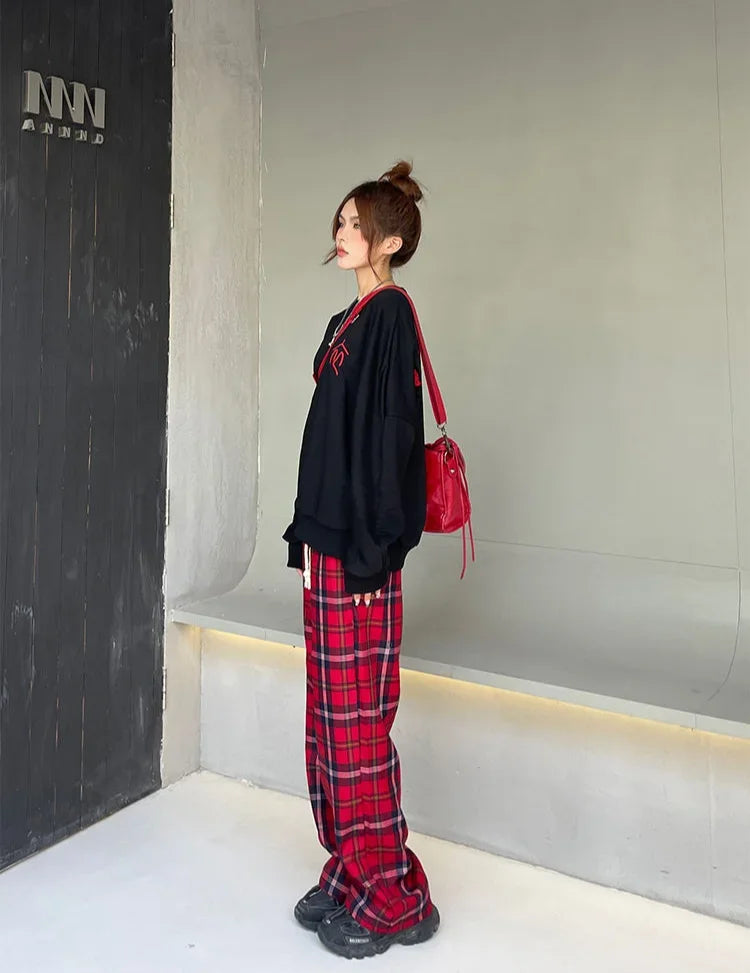 Long Pants for Women Straight Leg High Waist Woman Trousers Elastic New In 90s All Medium Aesthetic One Size Comfortable Stretch