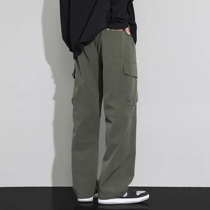 long pants for men warm pure cotton pan Thick and stretchy straight leg elastic waistband versatile casual  in autumn and winter