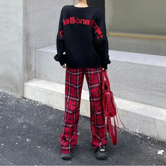 Long Pants for Women Straight Leg High Waist Woman Trousers Elastic New In 90s All Medium Aesthetic One Size Comfortable Stretch